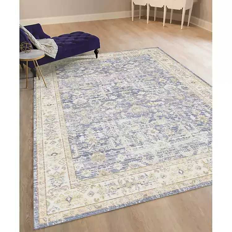 Area Rugs-Kirklands Home Cerulean Vintage Border Area Rug, 5x7 Blue