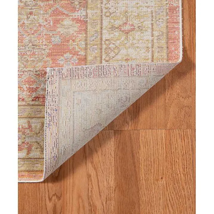 Area Rugs-Kirklands Home Salmon Vintage Border Runner Pink