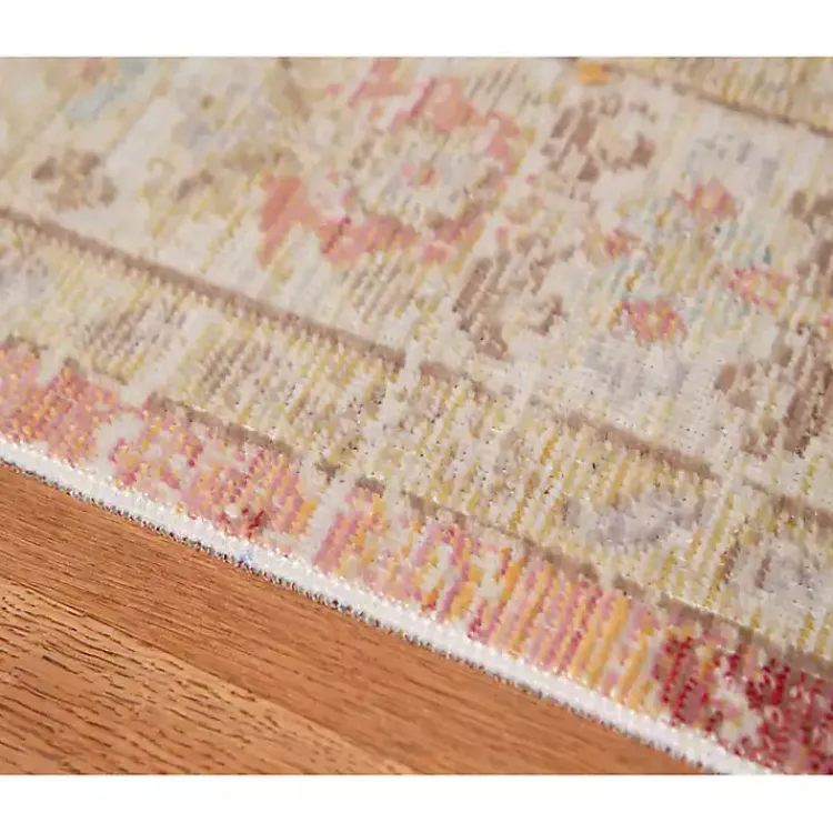 Area Rugs-Kirklands Home Salmon Vintage Border Runner Pink