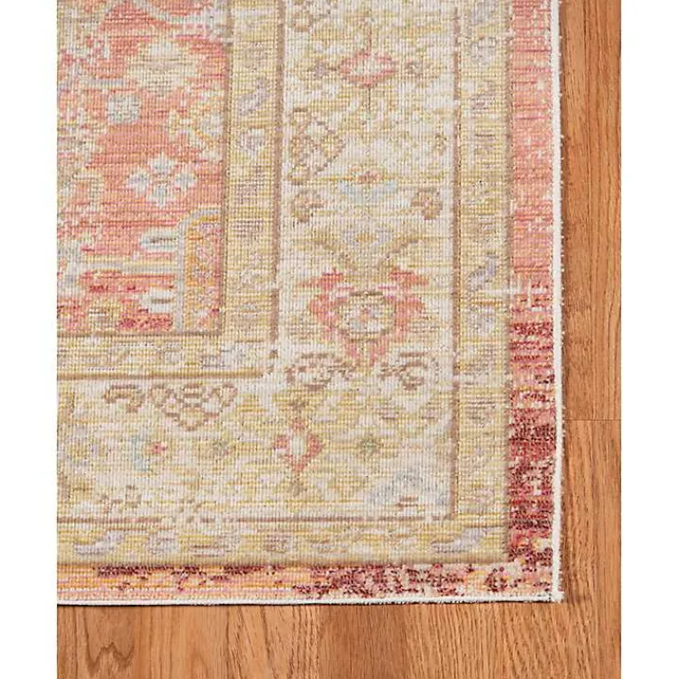 Area Rugs-Kirklands Home Salmon Vintage Border Area Rug, 8x11 Pink