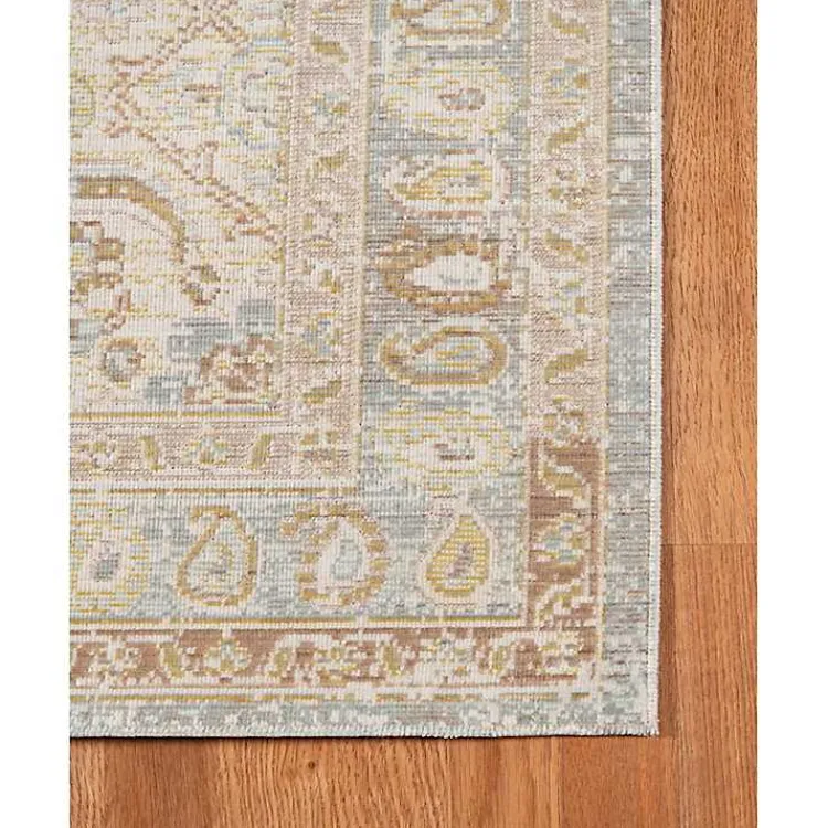 Area Rugs-Kirklands Home Gray and Beige Vintage Medallion Area Rug, 5x7