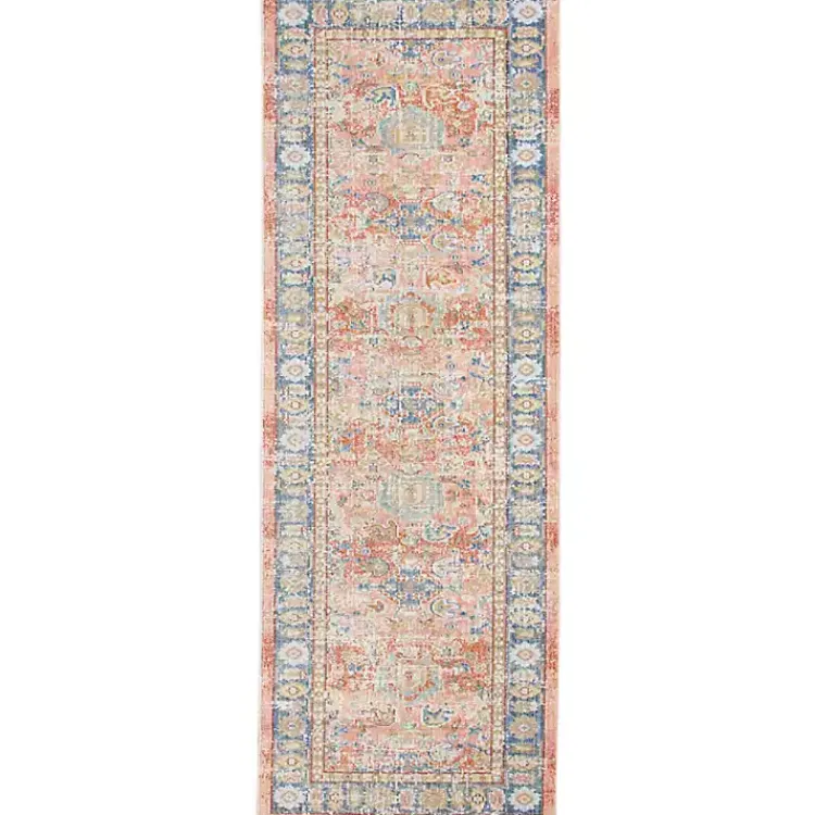 Area Rugs-Kirklands Home Coral Vintage Border Runner, 2x8