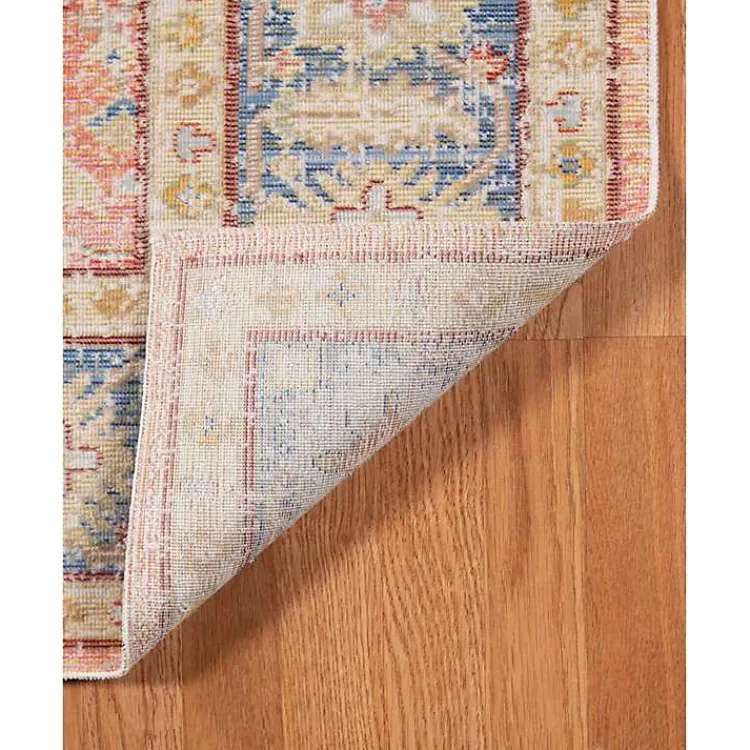Area Rugs-Kirklands Home Coral Vintage Border Runner, 2x8