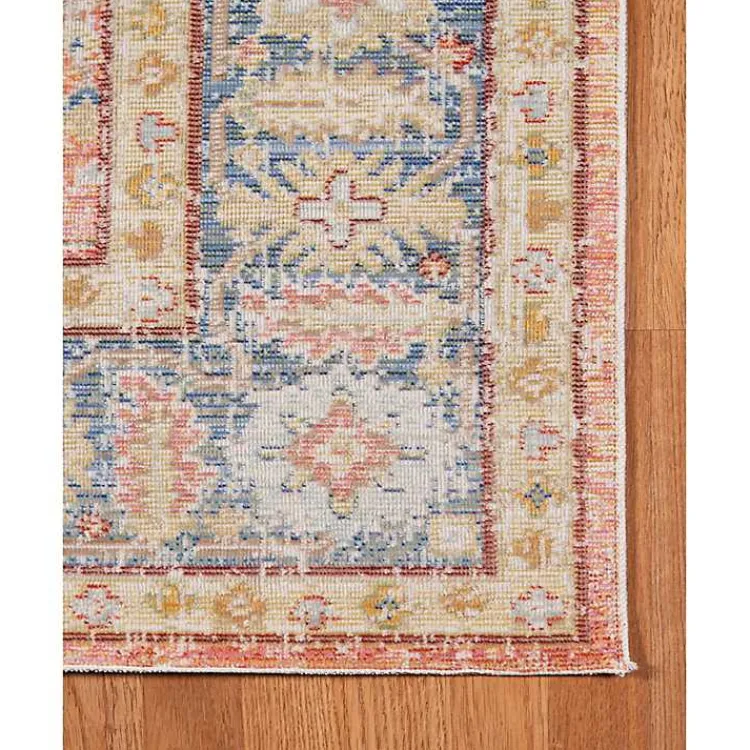 Area Rugs-Kirklands Home Coral Vintage Border Runner, 2x8