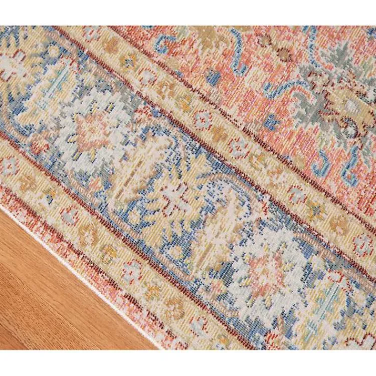 Area Rugs-Kirklands Home Coral Vintage Border Runner, 2x8