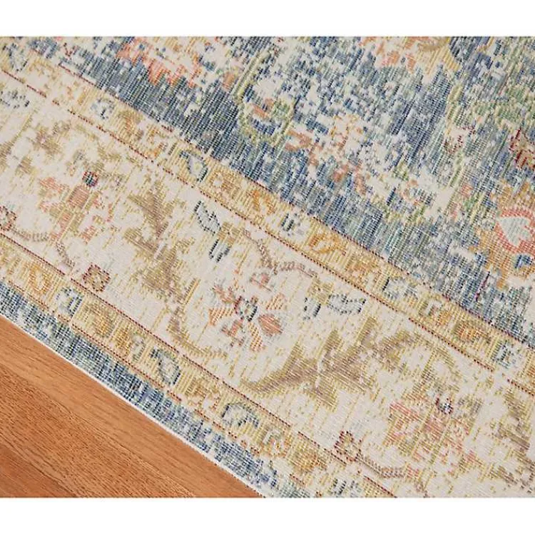 Area Rugs-Kirklands Home Blue and Beige Vintage Border Area Rug, 2x3