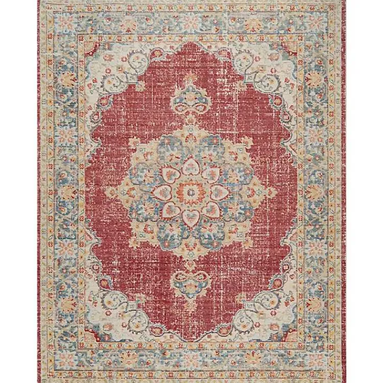Area Rugs-Kirklands Home Vintage Medallion Area Rug, 7x10 Red