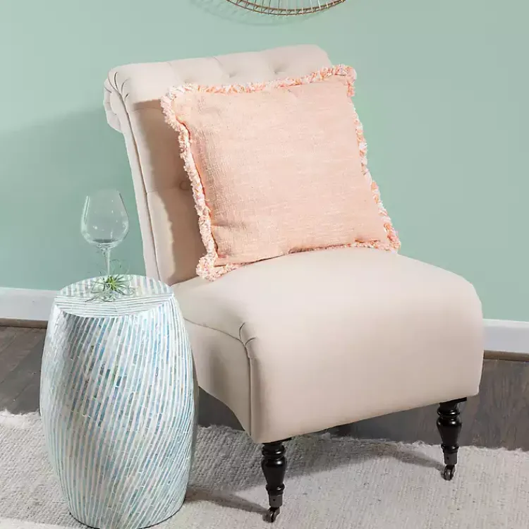 Accent & End Tables-Kirklands Home Blue and White Mosaic Capiz Shell Drum End Table