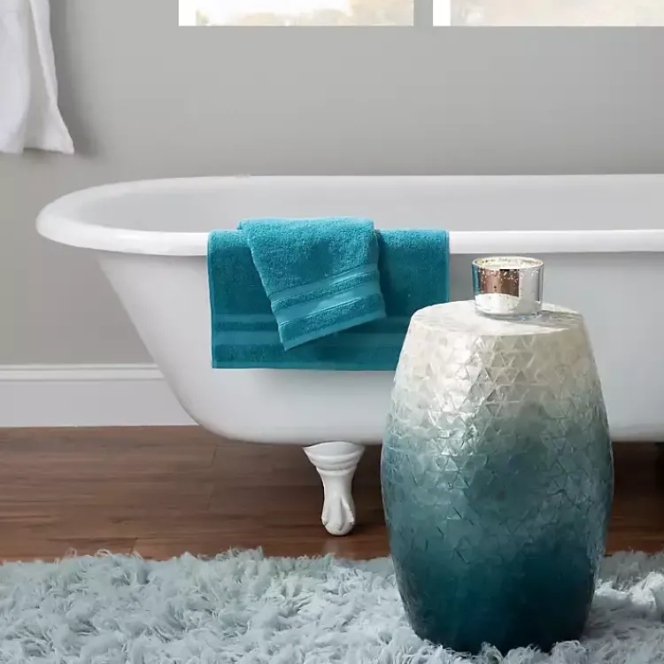 Accent & End Tables-Kirklands Home Blue Ombre Mosaic Capiz Shell Drum End Table