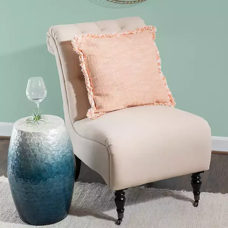 Accent & End Tables-Kirklands Home Blue Ombre Mosaic Capiz Shell Drum End Table