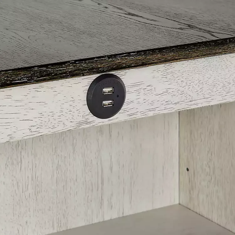 Kitchen Islands & Bar Carts-Kirklands Home White Wood Linen 3-pc. USB Island and Stool Set