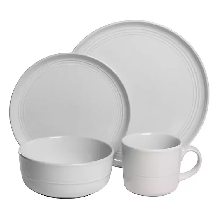 Dinnerware-Kirklands Home Double Line 16-pc. Dinnerware Set White