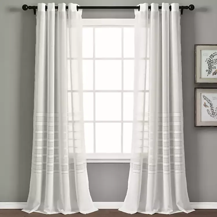 Curtains & Drapes-Kirklands Home Sheer Grommet Curtain Panel Set, 84 in. White