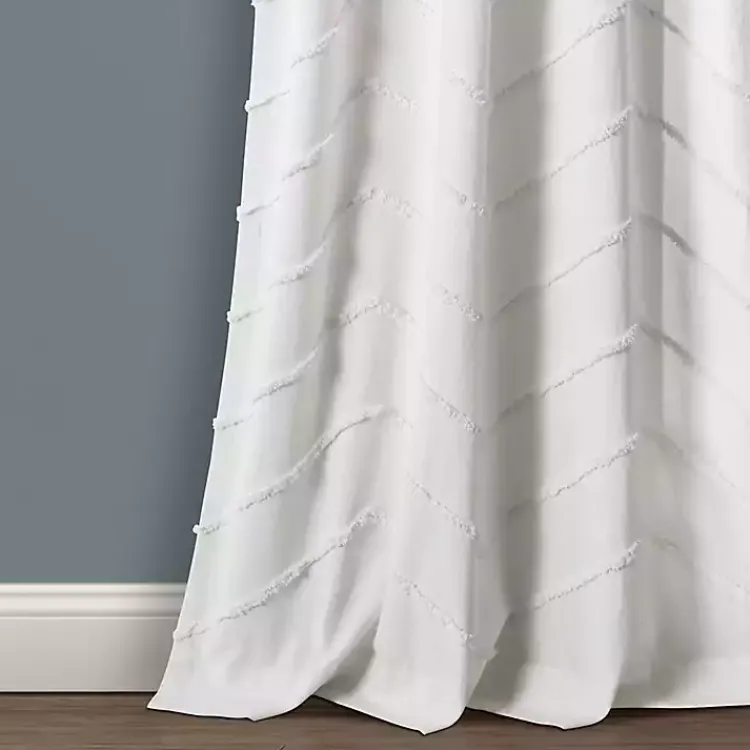Curtains & Drapes-Kirklands Home Chenille Chevron Curtain Panel Set, 84 in. White