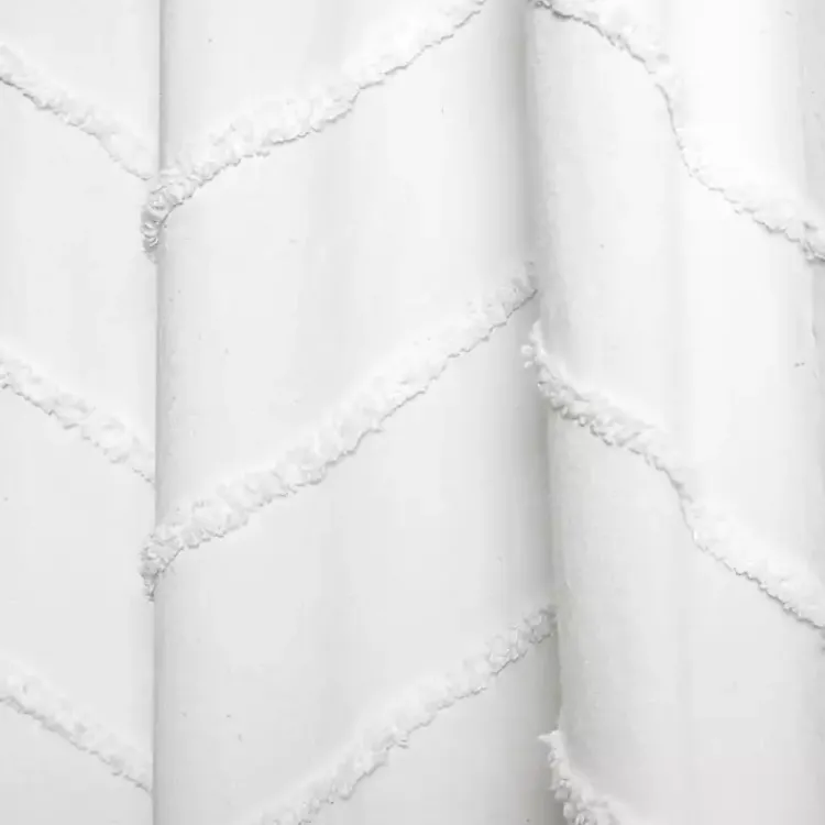 Curtains & Drapes-Kirklands Home Chenille Chevron Curtain Panel Set, 84 in. White