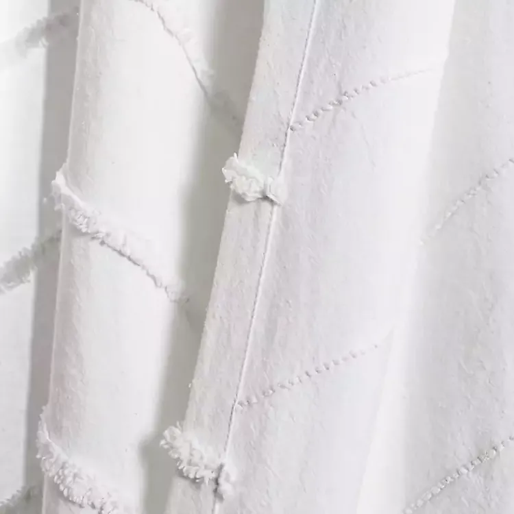 Curtains & Drapes-Kirklands Home Chenille Chevron Curtain Panel Set, 84 in. White