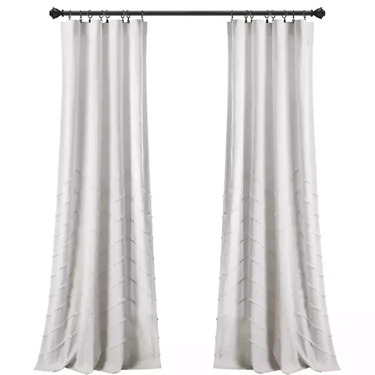 Curtains & Drapes-Kirklands Home Chenille Chevron Curtain Panel Set, 84 in. White