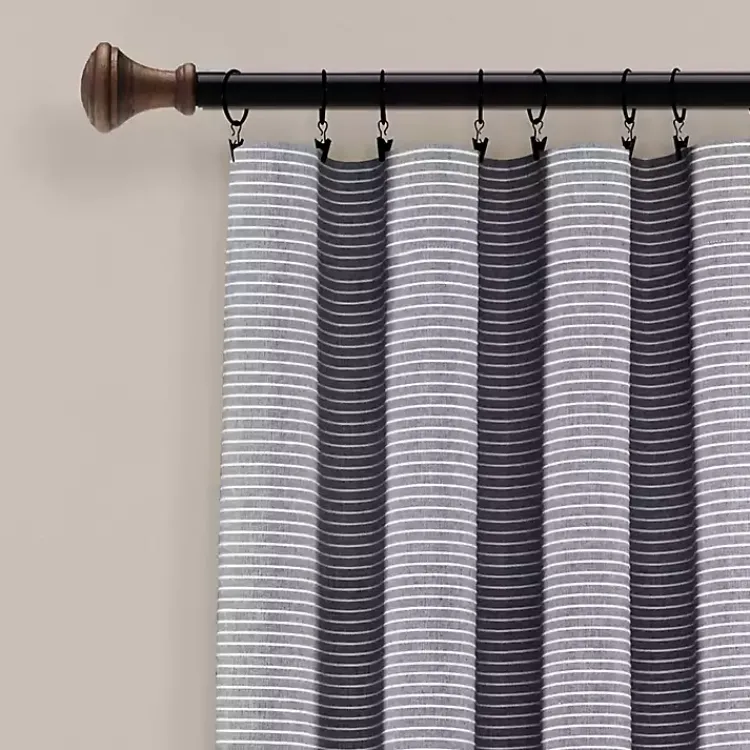 Curtains & Drapes-Kirklands Home Buttons and Stripes Curtain Panel Set, 84 in. Gray
