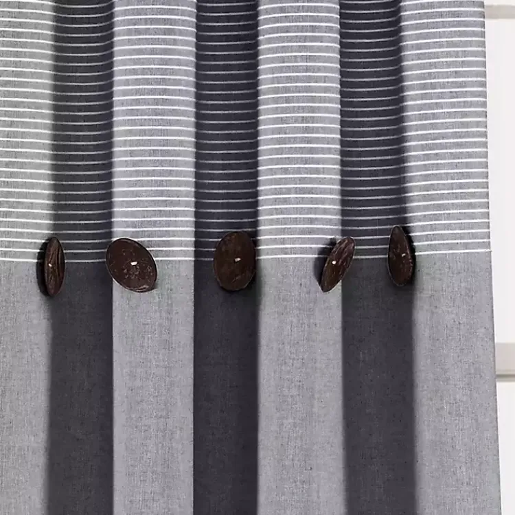 Curtains & Drapes-Kirklands Home Buttons and Stripes Curtain Panel Set, 84 in. Gray