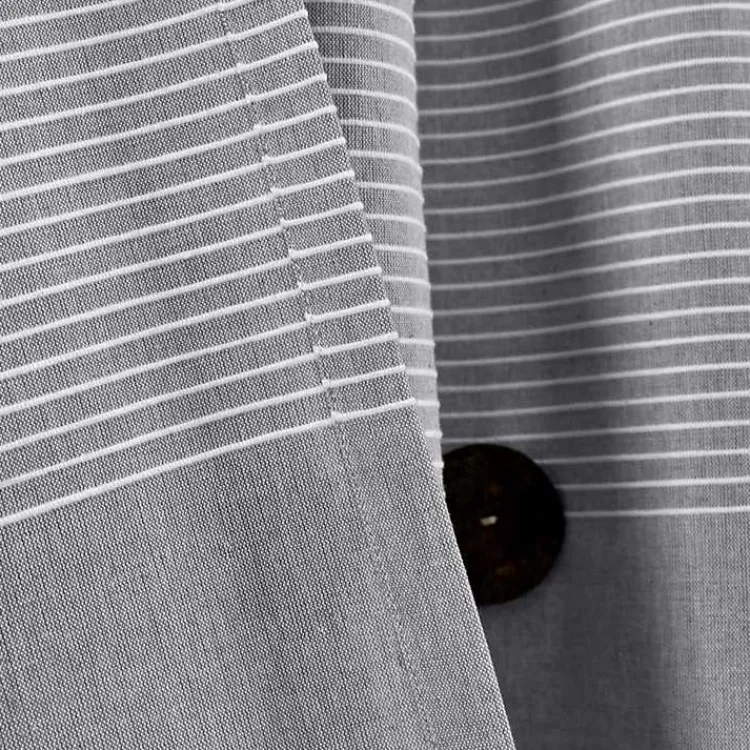 Curtains & Drapes-Kirklands Home Buttons and Stripes Curtain Panel Set, 84 in. Gray