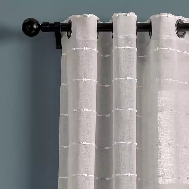 Curtains & Drapes-Kirklands Home Sheer Textured Curtain Panel Set, 84 in. Gray