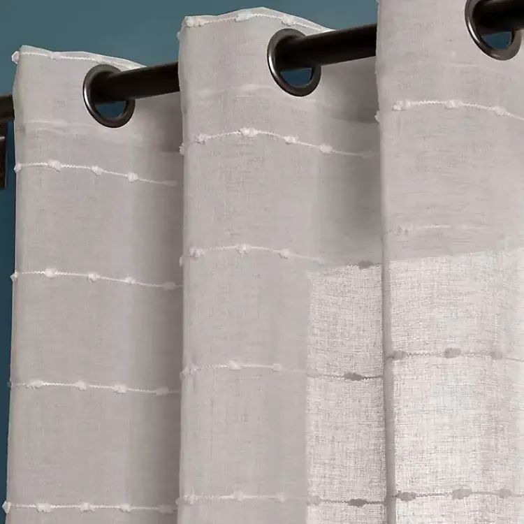Curtains & Drapes-Kirklands Home Sheer Textured Curtain Panel Set, 84 in. Gray