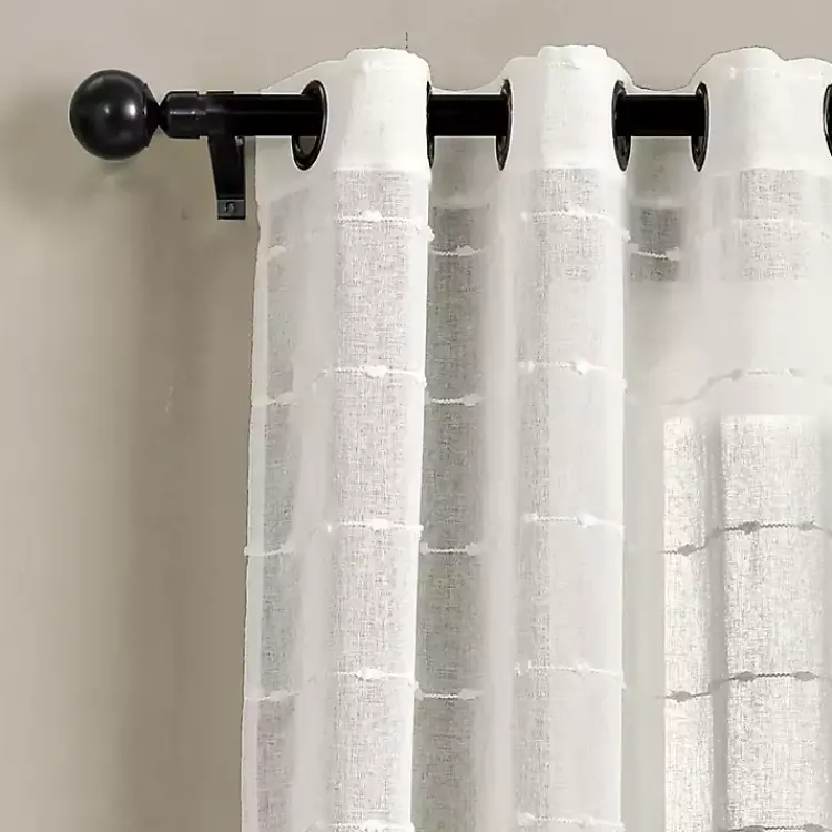 Curtains & Drapes-Kirklands Home Sheer Textured Curtain Panel Set, 84 in White
