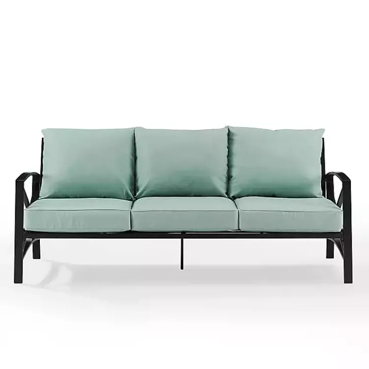Outdoor Seating-Kirklands Home and Bronze Kaplan X-Arm Outdoor Sofa Blue