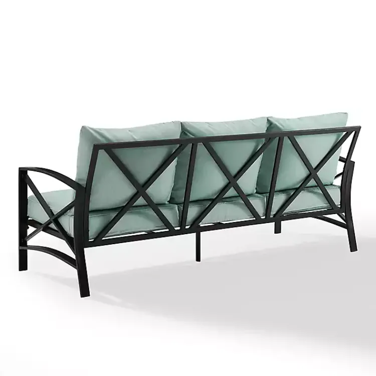 Outdoor Seating-Kirklands Home and Bronze Kaplan X-Arm Outdoor Sofa Blue