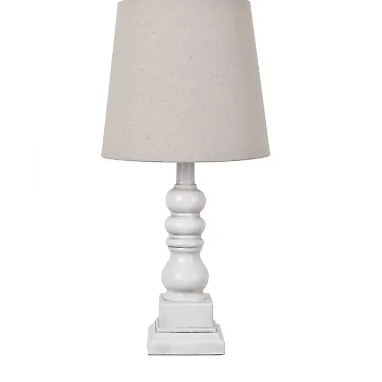 Table Lamps-Kirklands Home Distressed White Candlestick Table Lamp Ivory