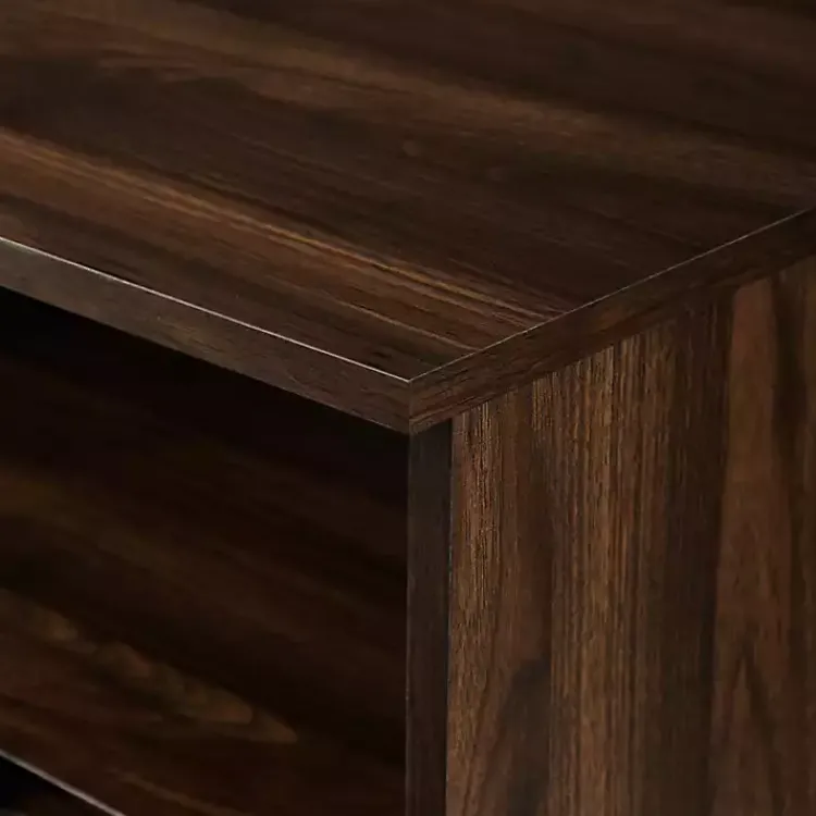 Cabinets & Sideboards-Kirklands Home Dark Walnut Angled Door Wooden Sideboard Cabinet Brown