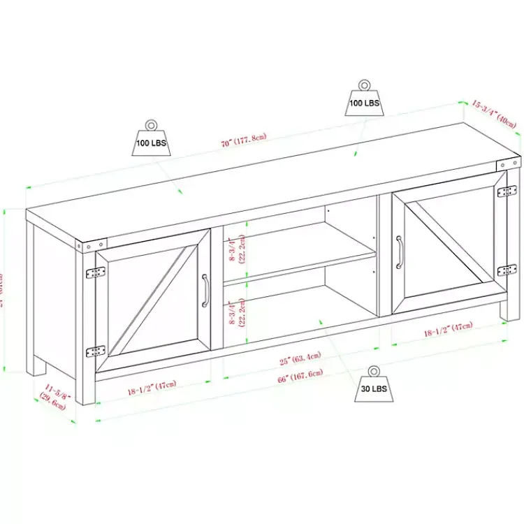 Tv Stands & Media Consoles-Kirklands Home Stone Barn Door TV Stand Gray