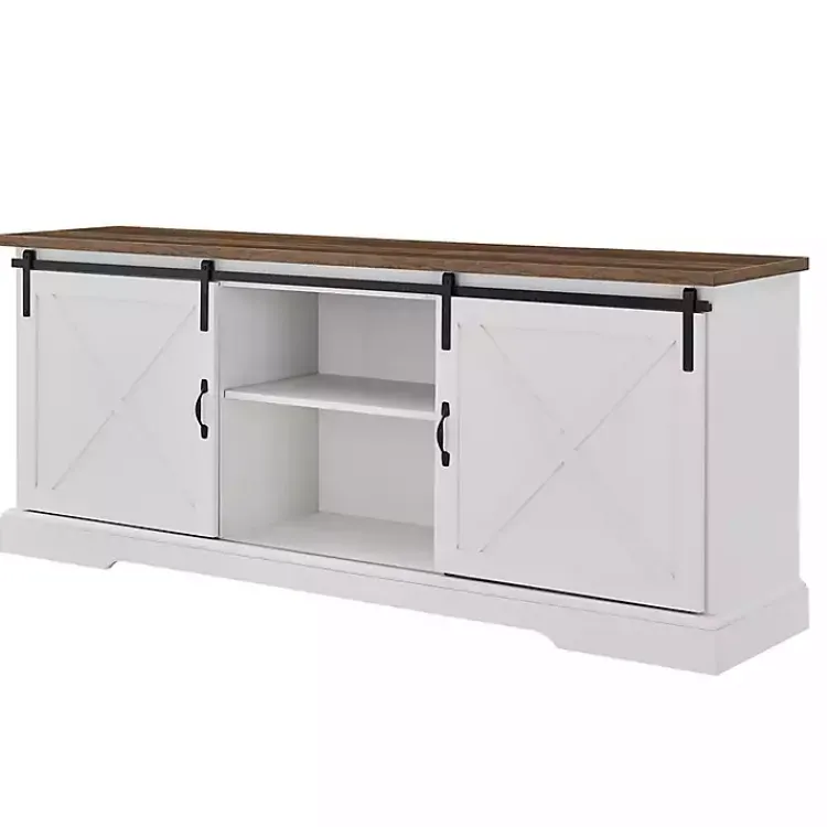 Tv Stands & Media Consoles-Kirklands Home Sliding Barn Door Media Cabinet White