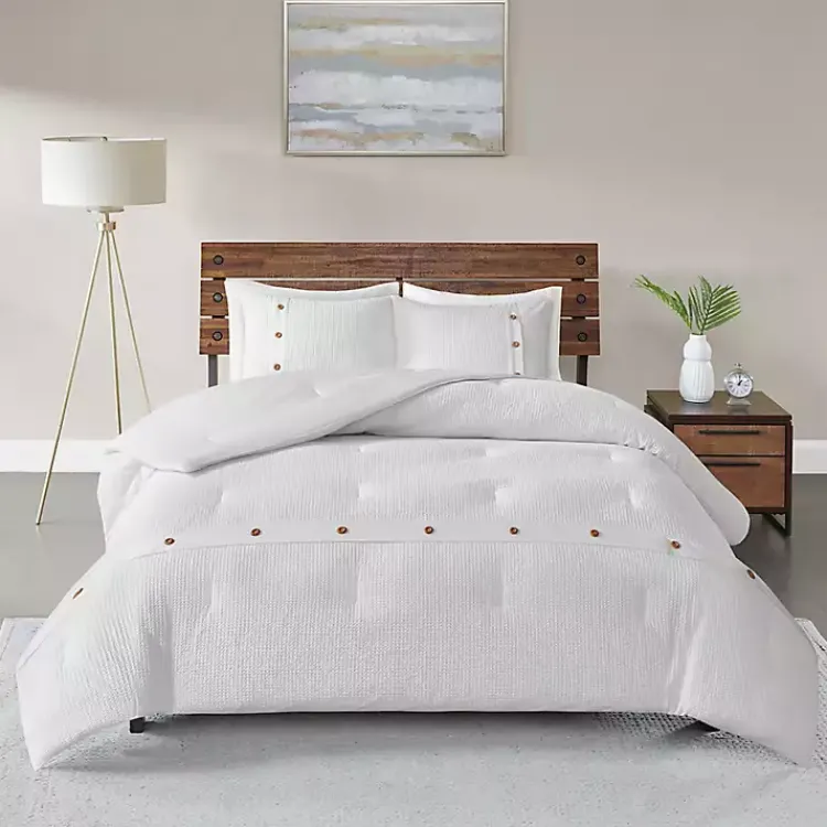 Comforters-Kirklands Home Waffle Weave 3-pc. Full/Queen Comforter Set Ivory