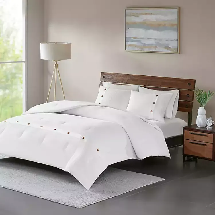 Comforters-Kirklands Home Waffle Weave 3-pc. Full/Queen Comforter Set Ivory