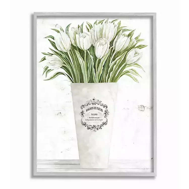 Framed Art-Kirklands Home White Tulip Bouquet in a Vase Framed Art Print