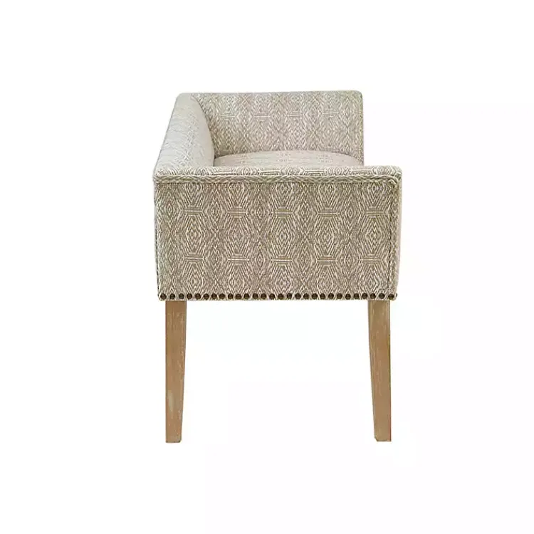 Benches & Ottomans-Kirklands Home Patterned Short Wingback Upholstered Bench Ivory
