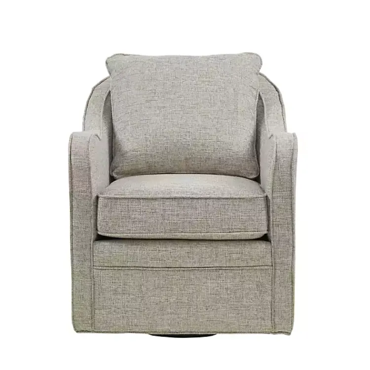 Accent Chairs-Kirklands Home Swivel Upholstered Wide Seat Accent Chair Gray