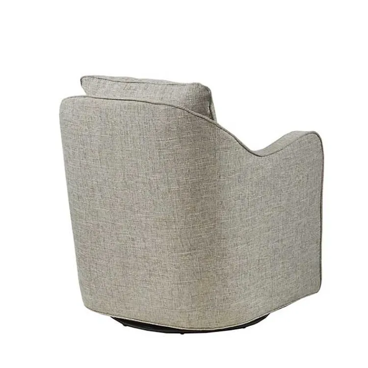 Accent Chairs-Kirklands Home Swivel Upholstered Wide Seat Accent Chair Gray