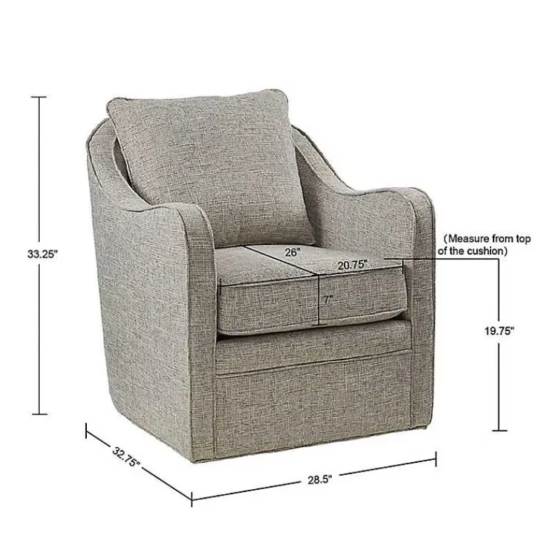 Accent Chairs-Kirklands Home Swivel Upholstered Wide Seat Accent Chair Gray