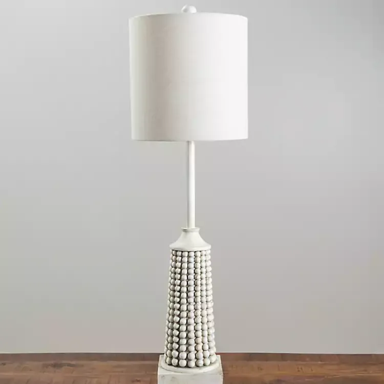 Buffet Lamps-Kirklands Home White Beaded Base Buffet Lamp Ivory