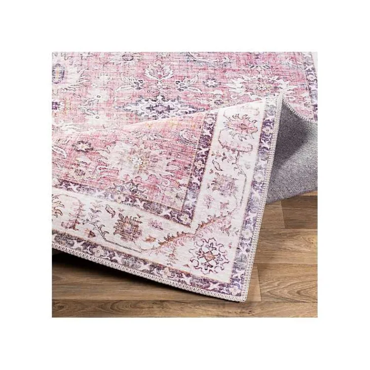 Area Rugs-Kirklands Home Faded Rouge Bordered Flatweave Runner, 2x7 Pink