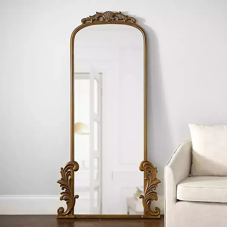 Decorative Mirrors-Kirklands Home Gold Ornate Scroll Bordeaux Leaner Mirror