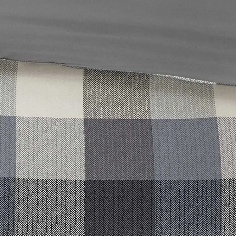 Comforters-Kirklands Home Gray Buffalo Herringbone Queen 7-pc. Comforter Set