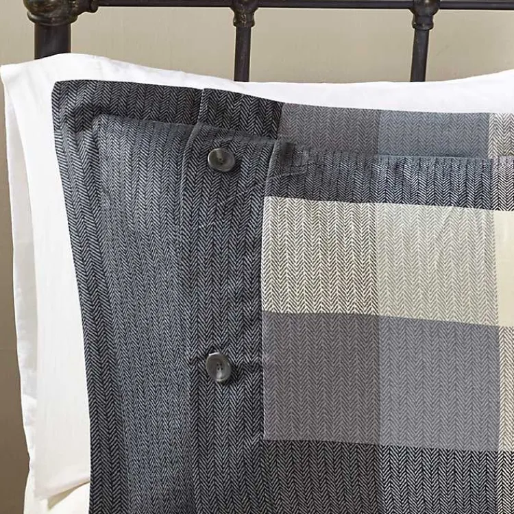 Comforters-Kirklands Home Gray Buffalo Herringbone Queen 7-pc. Comforter Set