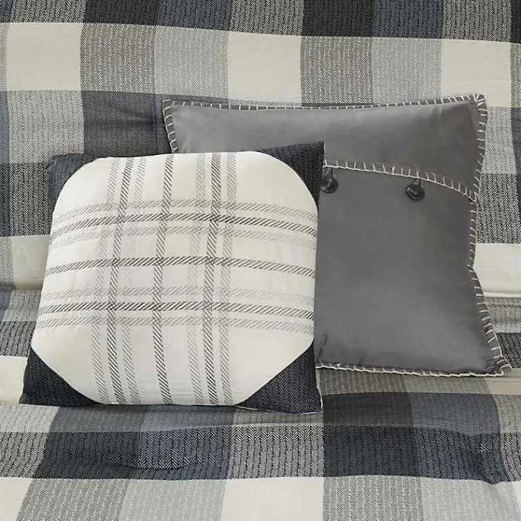 Comforters-Kirklands Home Gray Check California King 7-pc. Comforter Set