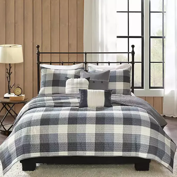 Bedspreads & Coverlets-Kirklands Home Plaid Reversible 6-pc. Full/Queen Coverlet Set