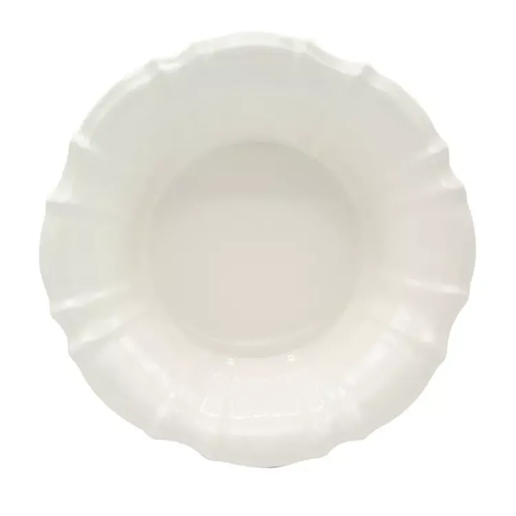 Serving & Entertaining-Kirklands Home Glazed Scalloped Ceramic Pasta Bowl White