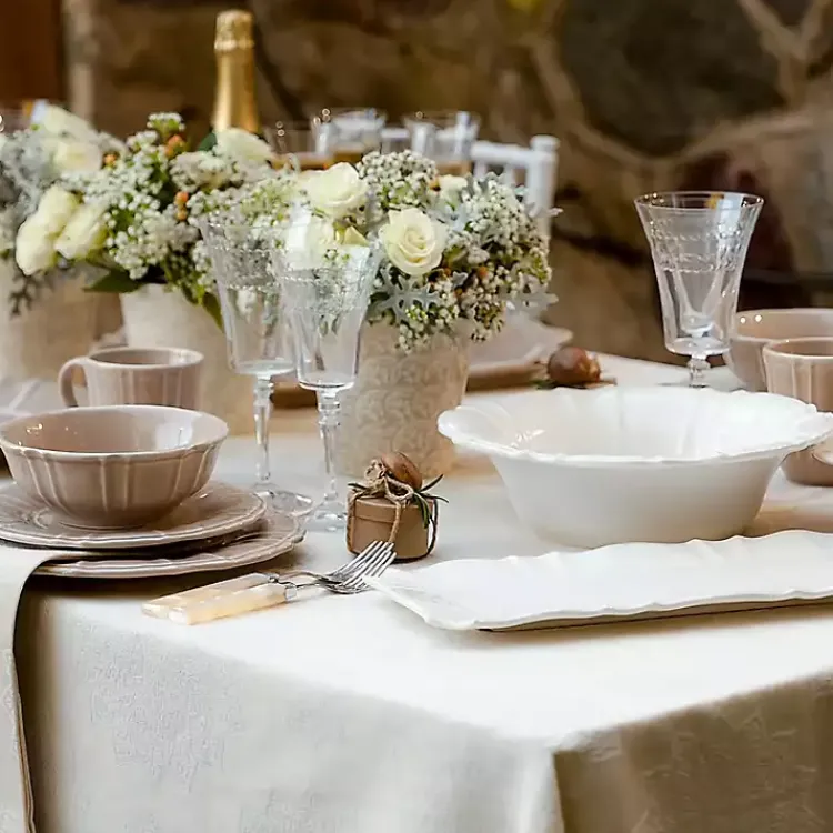 Serving & Entertaining-Kirklands Home Glazed Scalloped Ceramic Pasta Bowl White