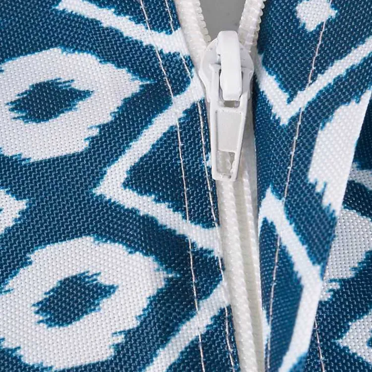 Outdoor Dining-Kirklands Home Blue Ikat Outdoor Tablecloth with Zipper